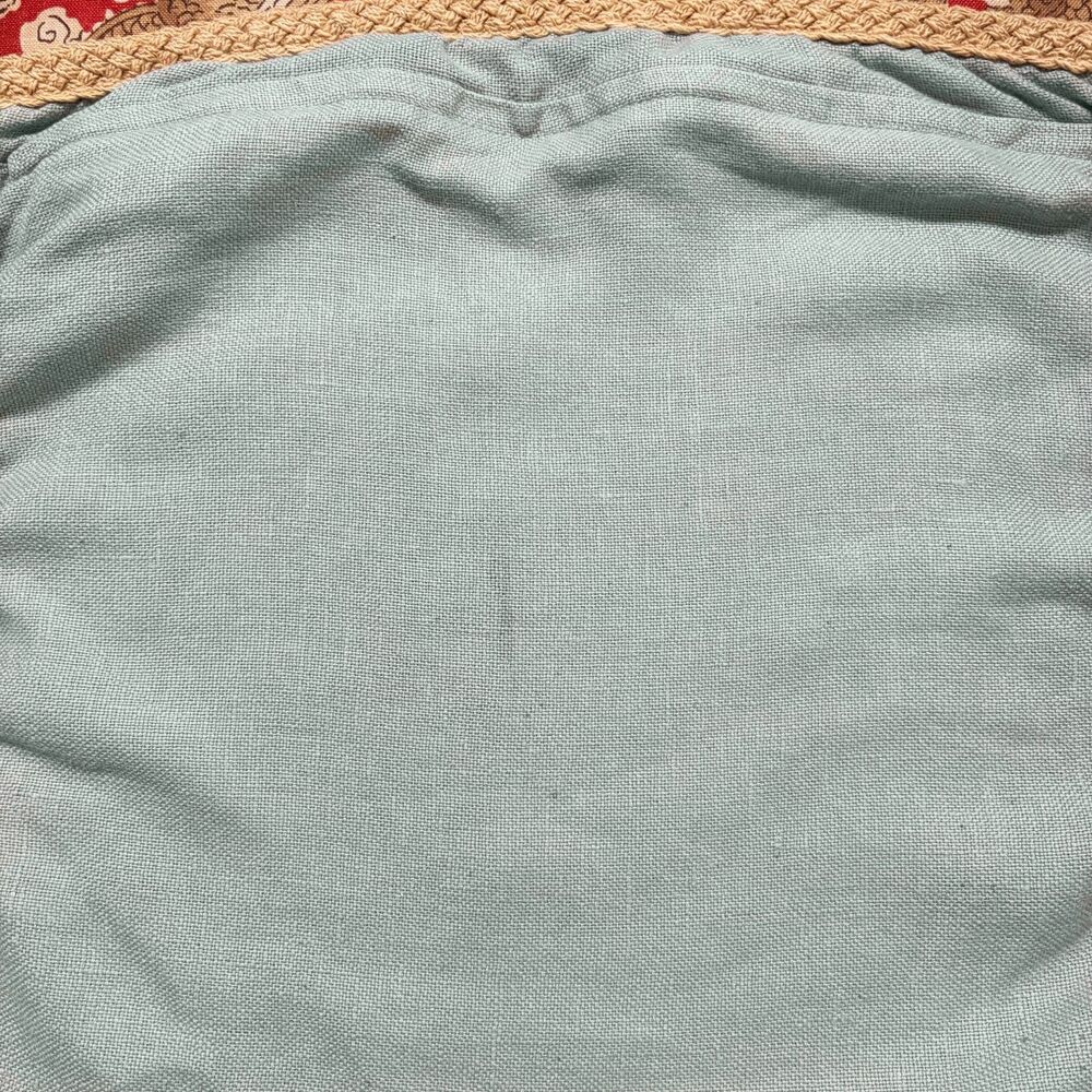 Pottery Barn Light Blue Linen Braided Jute Trim Pillow Cover Zip Closure 20 x 20 - Picture 4 of 7